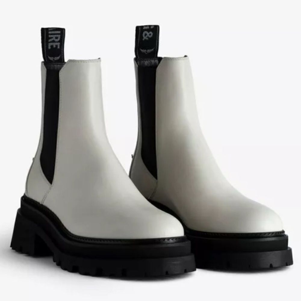 Zadig & Voltaire boots Semy Chelsea Ride platform combat Boot cream New 38/7 - Picture 4 of 17